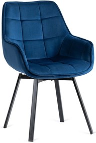 Forgó étkezőszék LUNA sötétkék bársony