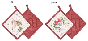 Karácsonyi Edényalátét 18x18 cm pamut két féle / ló