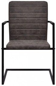 6 db barna műbőr szánkótalpas étkezőszék