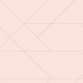 Világos Rózsaszín Geometrikus Tapéta Arany Vonal Minta