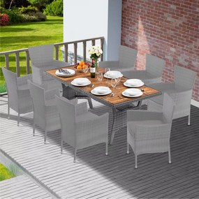 Deuba Takeo rattan asztal 190x90x74 cm - szürke/akácfa