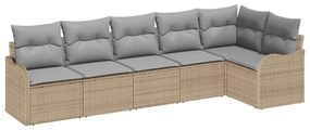 vidaXL Kerti Kanapé Szett 6 pcs Bézs polirattan