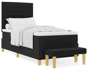 Boxspring Ágy matraccal és paddal fekete 100x200 cm szövet