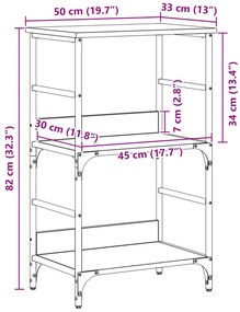 Könyvespolc Fekete Tölgy 50x33x82 cm Épített Fa és Acél