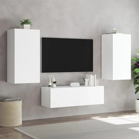 fehér falra szerelhető TV-szekrény LED-lámpákkal 40,5x35x80 cm