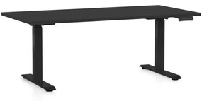 OfficeTech D állítható magasságú asztal, 160 x 80 cm, fekete alap, fekete