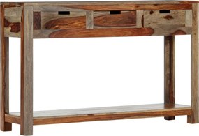vidaXL tömör akácfából tálalóasztal 3 fiókkal 120x30x75 cm
