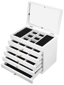6 rekeszes ékszertartó, fehér