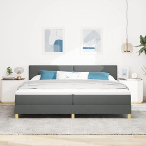 Box Spring Ágy Matraccal Sötétszürke 200x200 cm Szövet