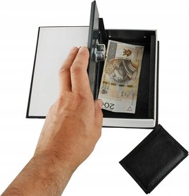 Könyv alakú biztonsági doboz, 18 x 11,5 x 5,6 cm, fekete