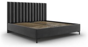 Sötétszürke kárpitozott ágyneműtartós franciaágy ágyráccsal 140x200 cm Casey – Mazzini Beds