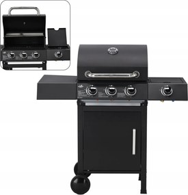Gázgrill 3+1 Reduktorral 10,3kW 3 Főégő És 1 Oldalsó