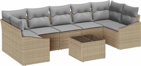 vidaXL Kanapé Szett Beige és Világosszürke 55 x 55 x 37 cm polirattan