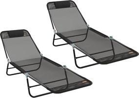 vidaXL Összecsukható nyugágy 2 pcs Fekete 182 x 55 x 85,5 cm Textilén