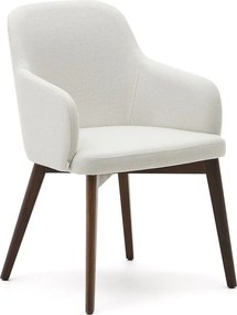 Krémszínű kárpitozott karfás étkezőfotel Nelida – Kave Home