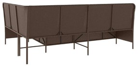 barna polyrattan L-alakú kerti kanapé párnákkal