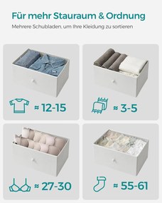 Fiókos szekrény hálószobába 4 szövetfiókkal, komód, 30 x 45 x 91,7 cm, fehér tölgy