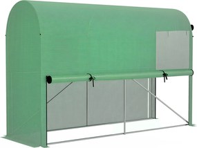 Outsunny Kertigényű Üvegház PE, erkélyi üvegház, megerősített 140 g/m² ponyva, acél keret, felgombra záródó ajtó, zöldség- és virágpalántákhoz, beltér