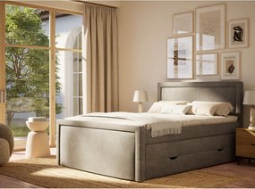 Szürke ágyneműtartós boxspring ágy 160x200 cm Fresco – Maison de Rêve