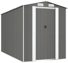 világosszürke horganyzott acél kerti fészer 192 x 357 x 223 cm