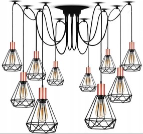 Függő lámpa pók csillár rosegold 10 lámpabúra