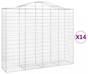 14 db íves horganyzott vas gabion kosár 200x50x160/180 cm