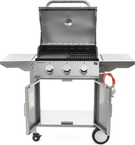 OKLAHOMA BBQ gázgrill, 3 égővel, nyomáscsökkentő szeleppel, ezüst Penta CZ