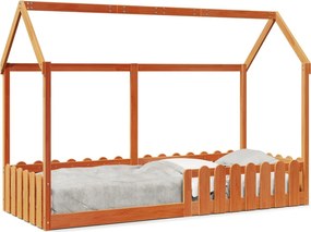 vidaXL viaszbarna tömör fenyőfa házikó gyerekágykeret 80 x 200 cm