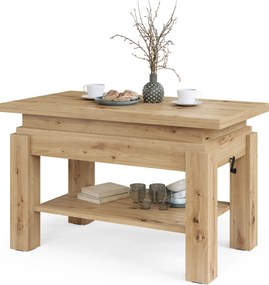 Mazzoni BRAWO Artisan Tölgy - NYITHATÓ/MAGASÍTHATÓ DOHÁNYZÓASZTAL POLCCAL ÉTKEZŐASZTALKÉNT IS HASZNÁLHATÓ