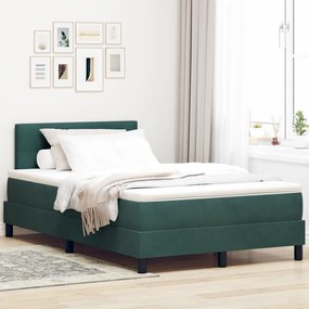 Boxspring Ágy Mattal Sötét Zöld Kicsi Dupla Bársony