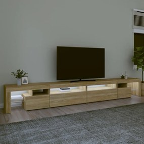 sonoma tölgy színű TV-szekrény LED-lámpákkal 290x36,5x40 cm