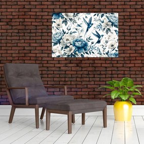 Kép - Kolibrikok virágokkal (90x60 cm)