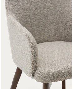 Bézs kárpitozott karfás étkezőfotel Nelida – Kave Home