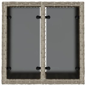 világosszürke polyrattan üveglapos kerti asztal 55x55x37 cm