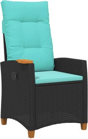 vidaXL Dönthető szék tea tállal párnával 62 x 64 x 112 cm polirattan