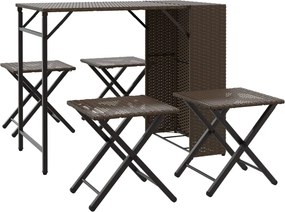 vidaXL 5 részes barna polyrattan összecsukható kerti étkezőgarnitúra