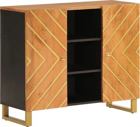 vidaXL barna és fekete tömör mangófa kisszekrény 90x33,5x75 cm
