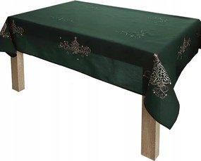 Abrosz karácsonyi hímzéssel Klasszikus Karácsony 140x260 zöld ezüst karácsonyfa