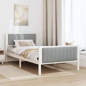 Ágykeret Fehér és világosszürke 100 x 200 cm Tömör fenyőfa