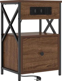 vidaXL Éjjeliszekrény fiókkal Barna Tölgy 40 x 31 x 60 cm Faanyag