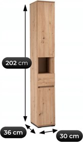 Álló szekrény 30 cm Artisan tölgy színben – VENORNA