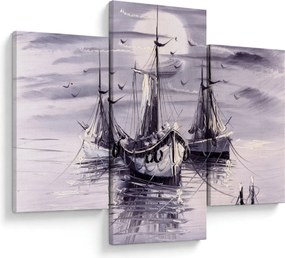 Kép - kikötő, olajfestmény (90x60 cm)