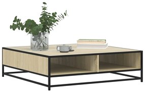 sonoma tölgy szerelt fa és fém dohányzóasztal 100 x 100 x 30 cm