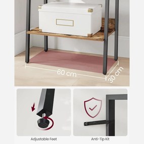 Könyvespolc, létra polc, 5 szintes, vintage barna és fekete 40x30x180cm