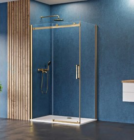 New Trendy Sling Satin Gold zuhanykabin 120x90 cm négyszögletes arany félmatt/átlátszó üveg D-0389A/D-0194B