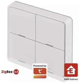 Kapcsoló 4-gombos GoSmart 1xCR2430 Tuya fehér