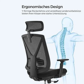 Ergonomikus irodai szék lábtartóval, maximális terhelés 150 kg, fekete