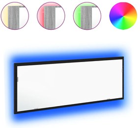 LED tükör fürdőszobához fekete tölgyből, 100x8,5x37 cm mérnöki fa