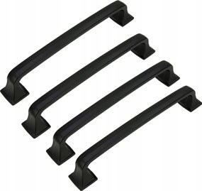 4 x Bútorfogantyú fekete 128 mm fém konyhabútor tartó