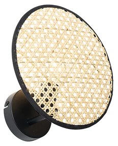Rusztikus fali lámpa fekete rattannal 25 cm - Kata